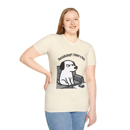 Dog lover T-Shirt "socializing? I have dog" Gaphic Tee