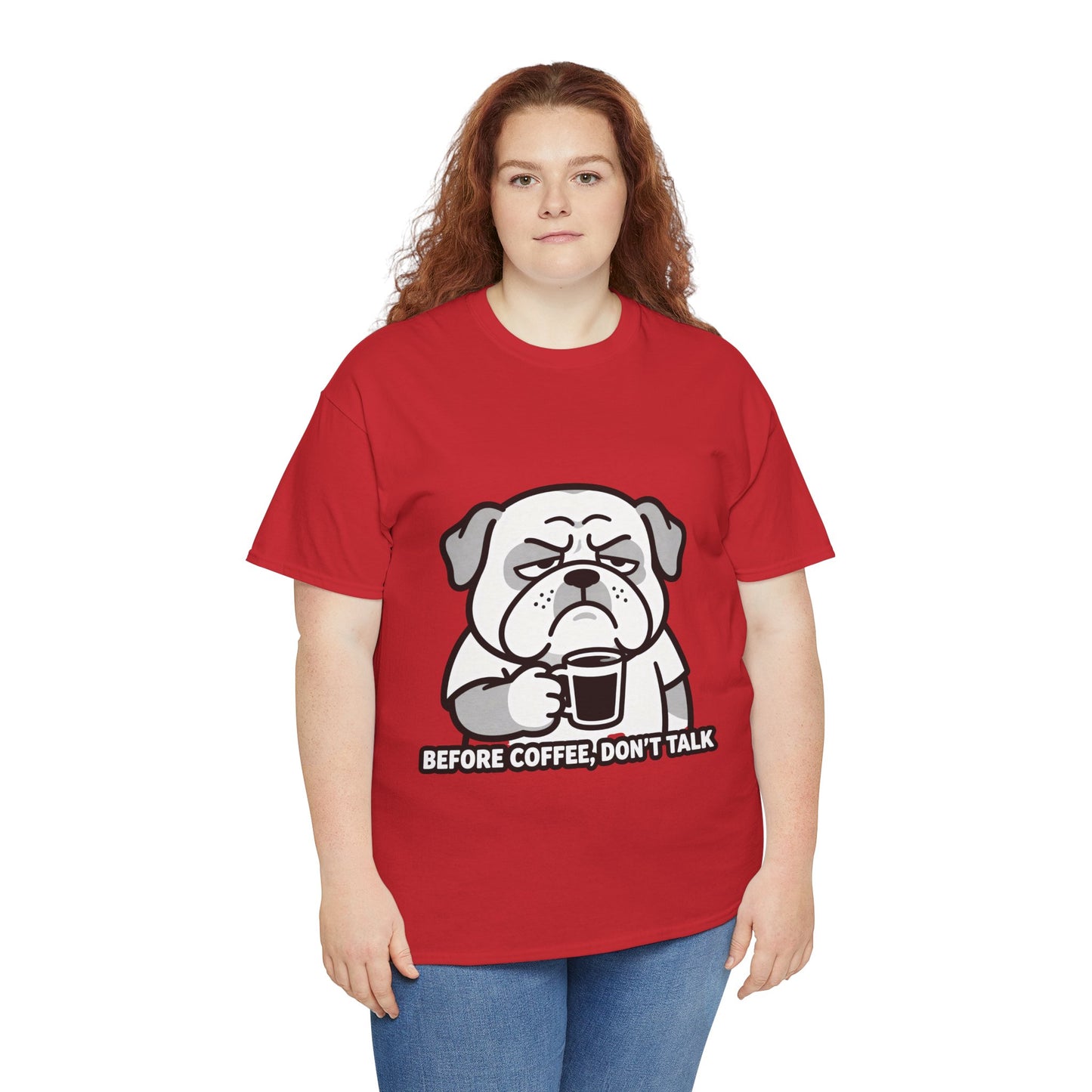 Coffee Grumpy Bulldog T-Shirt — "Before Coffee, Don’t Talk" Graphic Tee