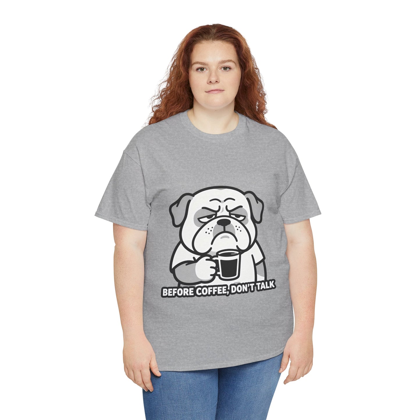 Coffee Grumpy Bulldog T-Shirt — "Before Coffee, Don’t Talk" Graphic Tee