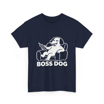 Boss Dog T‑Shirt — Funny Lounge Pup Graphic Tee