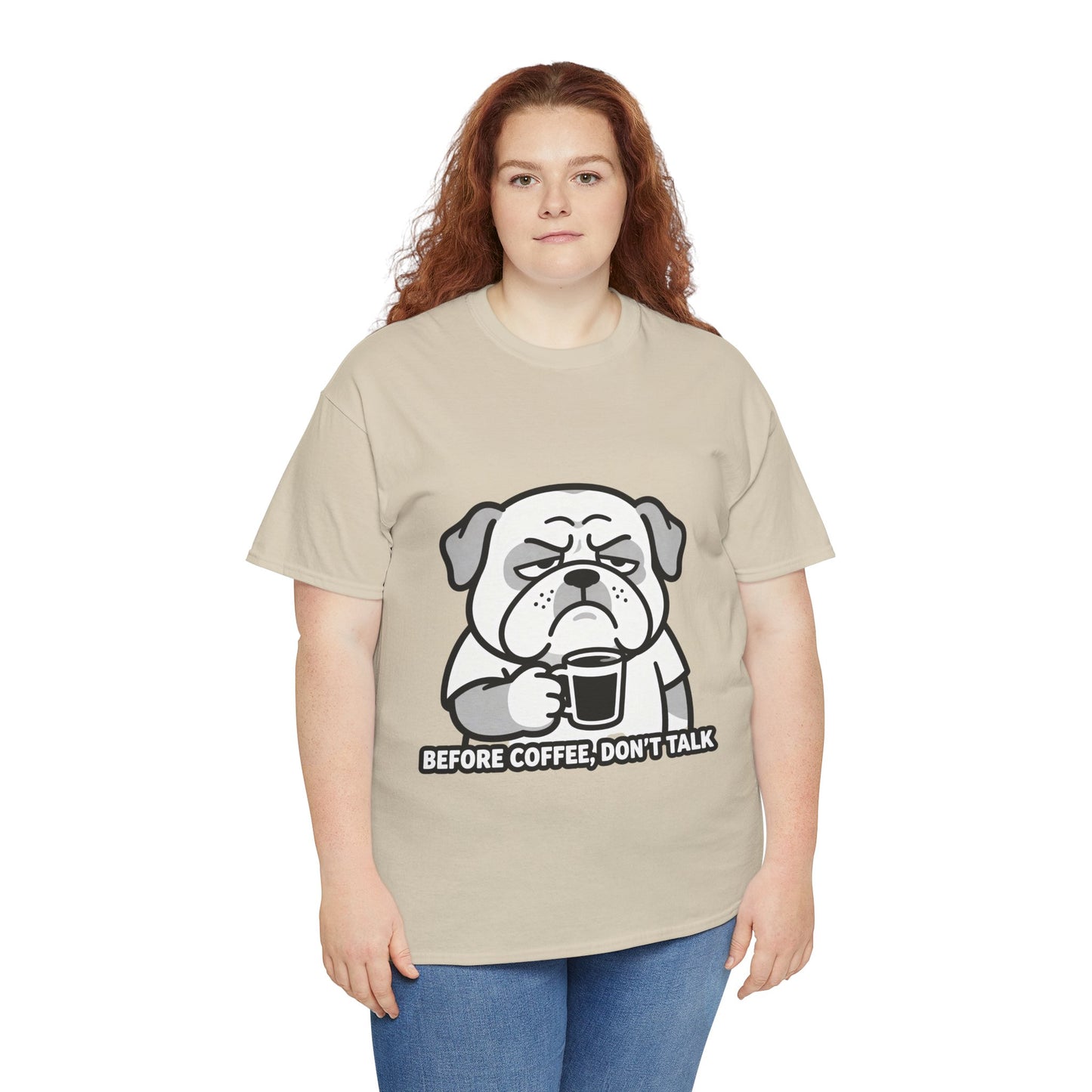 Coffee Grumpy Bulldog T-Shirt — "Before Coffee, Don’t Talk" Graphic Tee