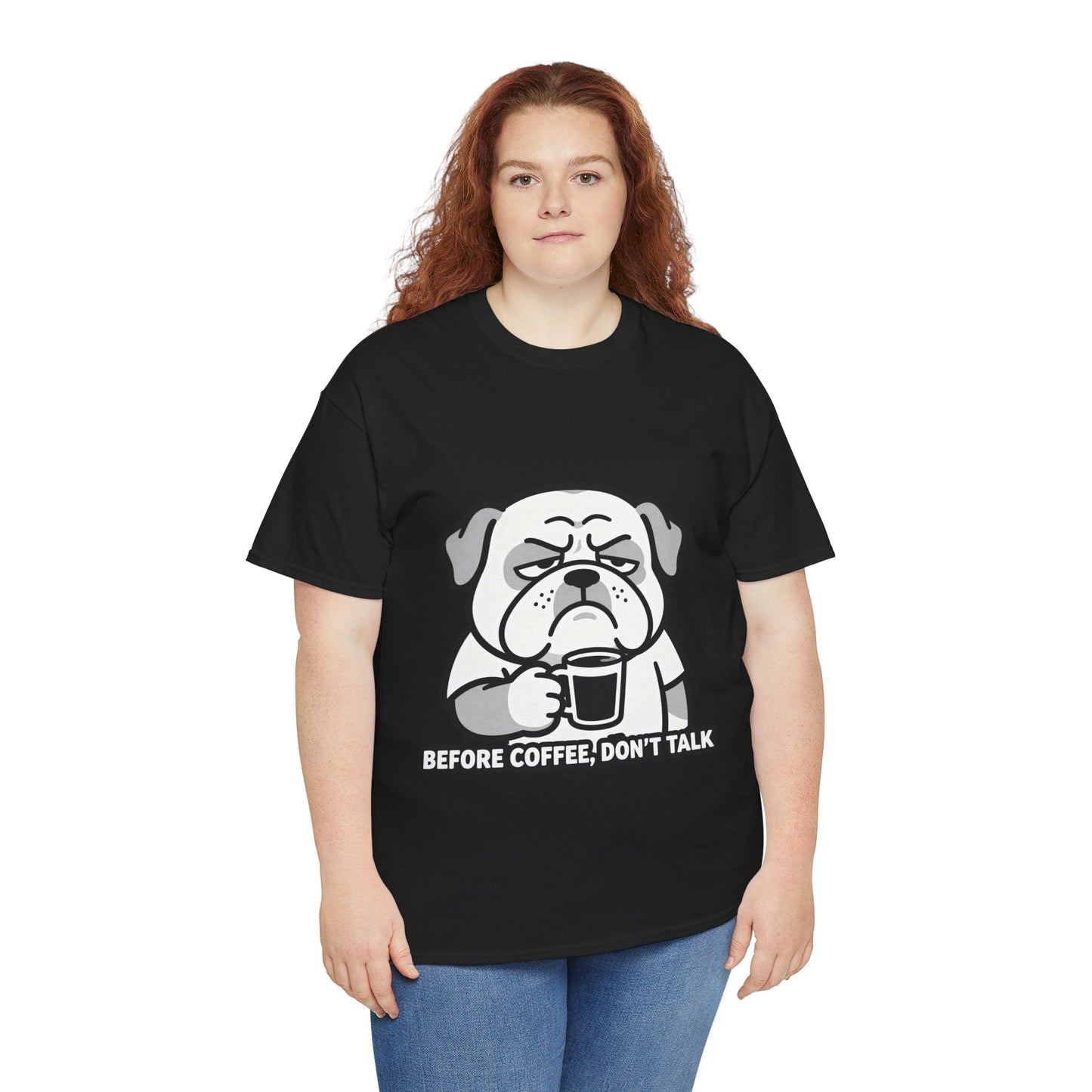 Coffee Grumpy Bulldog T-Shirt — "Before Coffee, Don’t Talk" Graphic Tee
