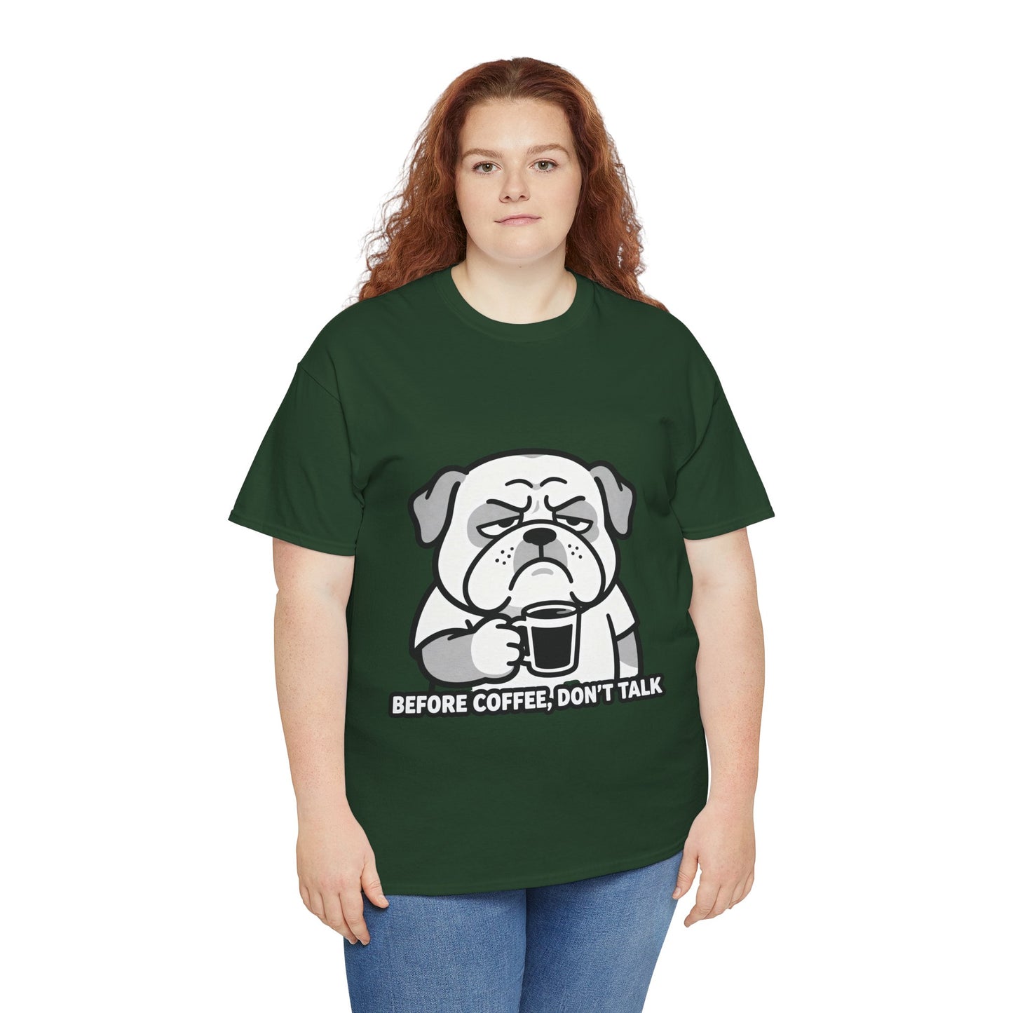 Coffee Grumpy Bulldog T-Shirt — "Before Coffee, Don’t Talk" Graphic Tee