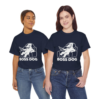 Boss Dog T‑Shirt — Funny Lounge Pup Graphic Tee