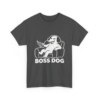 Boss Dog T‑Shirt — Funny Lounge Pup Graphic Tee