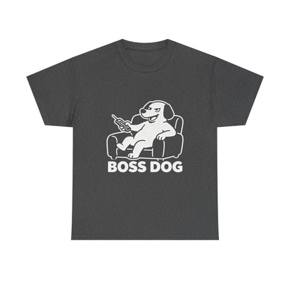 Boss Dog T‑Shirt — Funny Lounge Pup Graphic Tee