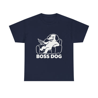 Boss Dog T‑Shirt — Funny Lounge Pup Graphic Tee