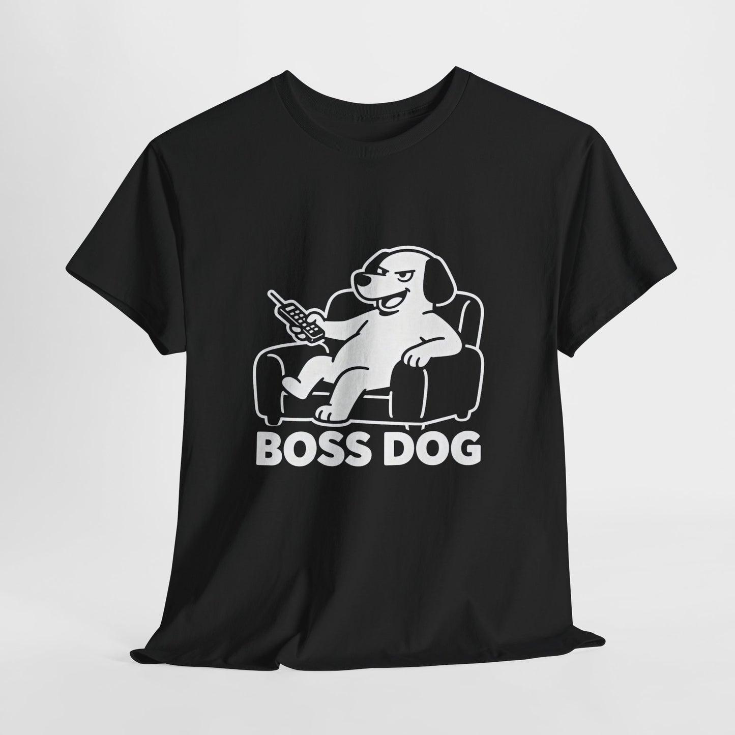 Boss Dog T‑Shirt — Funny Lounge Pup Graphic Tee