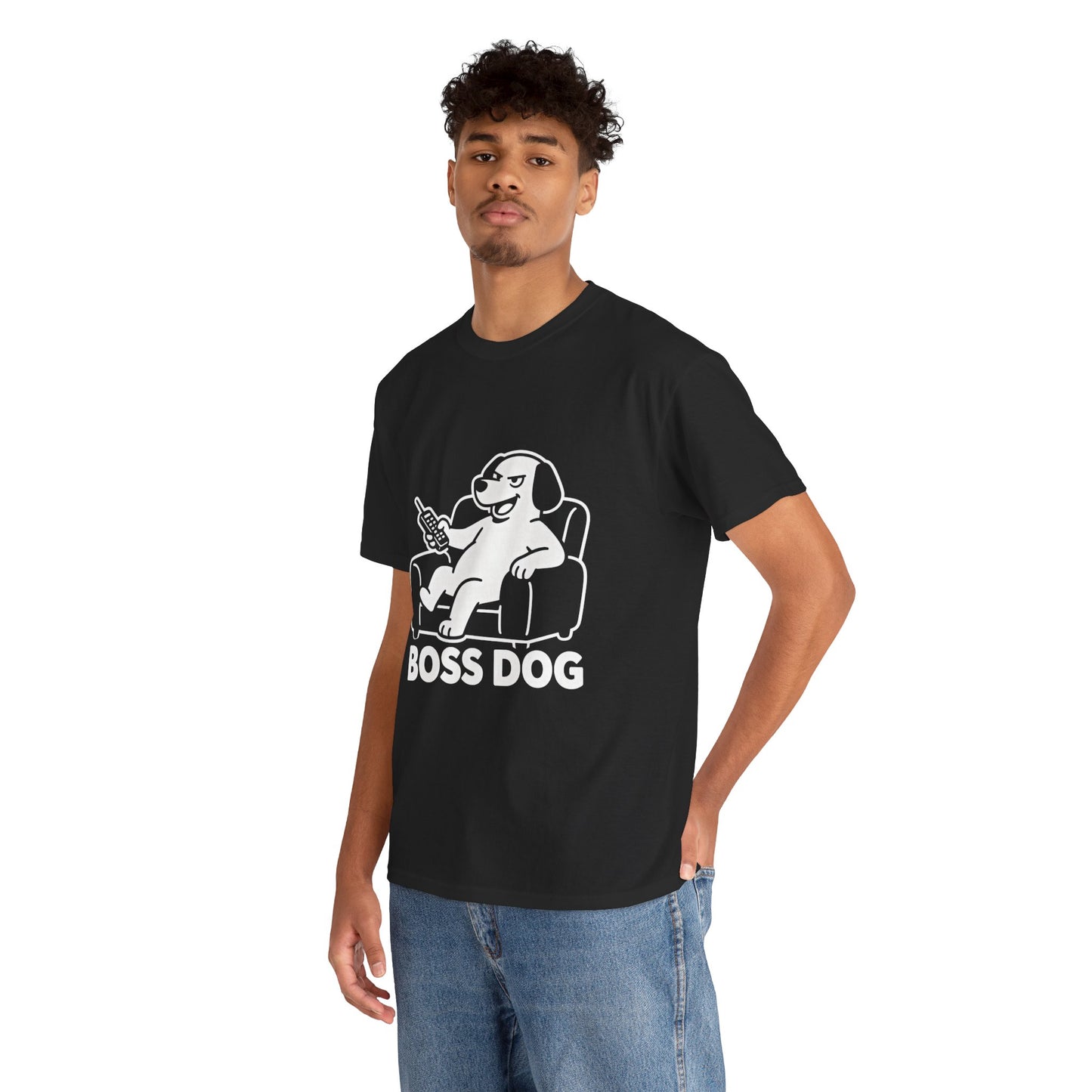 Boss Dog T‑Shirt — Funny Lounge Pup Graphic Tee
