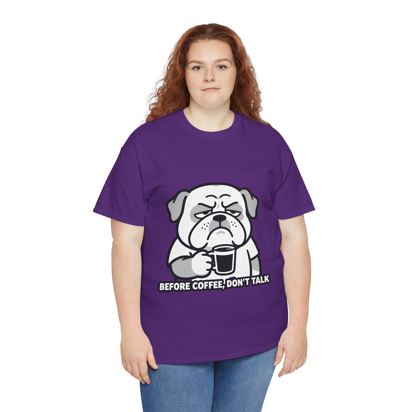 Coffee Grumpy Bulldog T-Shirt — "Before Coffee, Don’t Talk" Graphic Tee