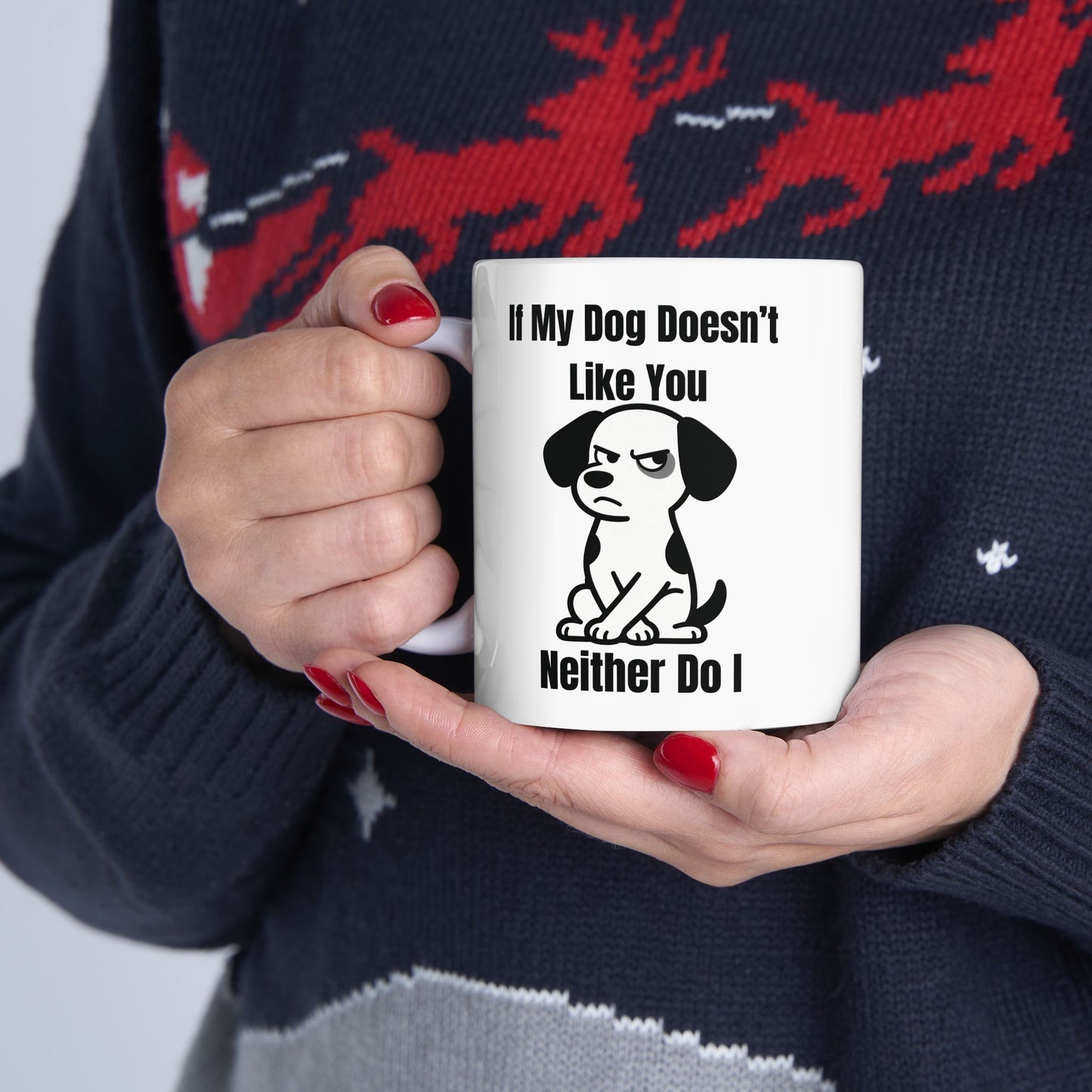 Funny Cat Skull Coffee Mug — "If Mom Doesn’t Scare You, I Will" Ceramic Tea Cup (11oz/15oz)