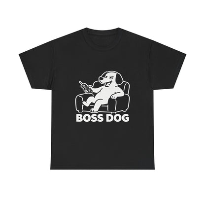 Boss Dog T‑Shirt — Funny Lounge Pup Graphic Tee