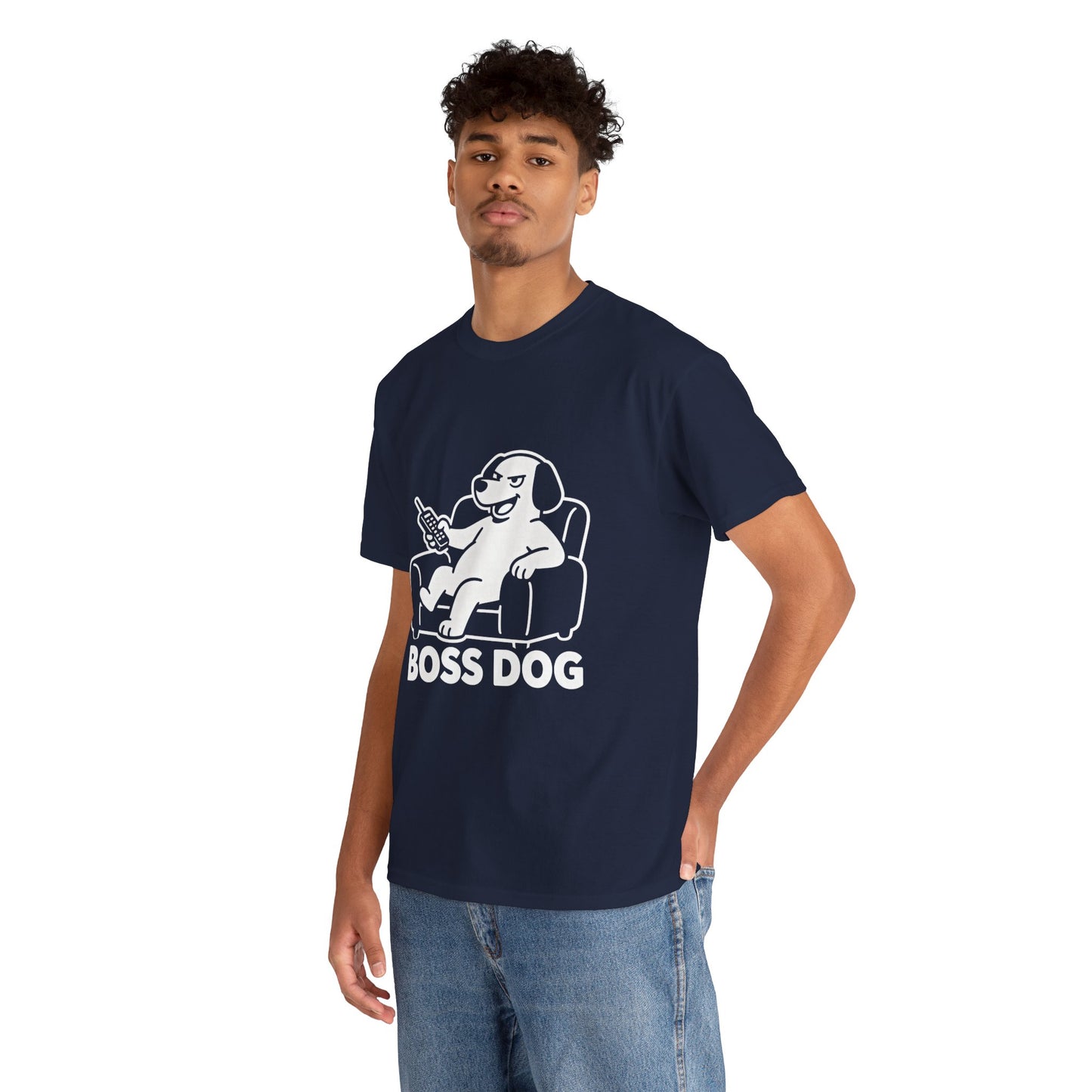 Boss Dog T‑Shirt — Funny Lounge Pup Graphic Tee