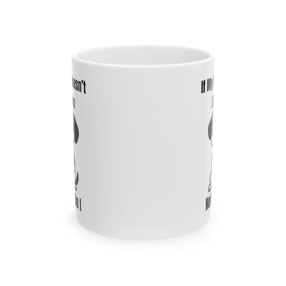 Funny Cat Skull Coffee Mug — "If Mom Doesn’t Scare You, I Will" Ceramic Tea Cup (11oz/15oz)