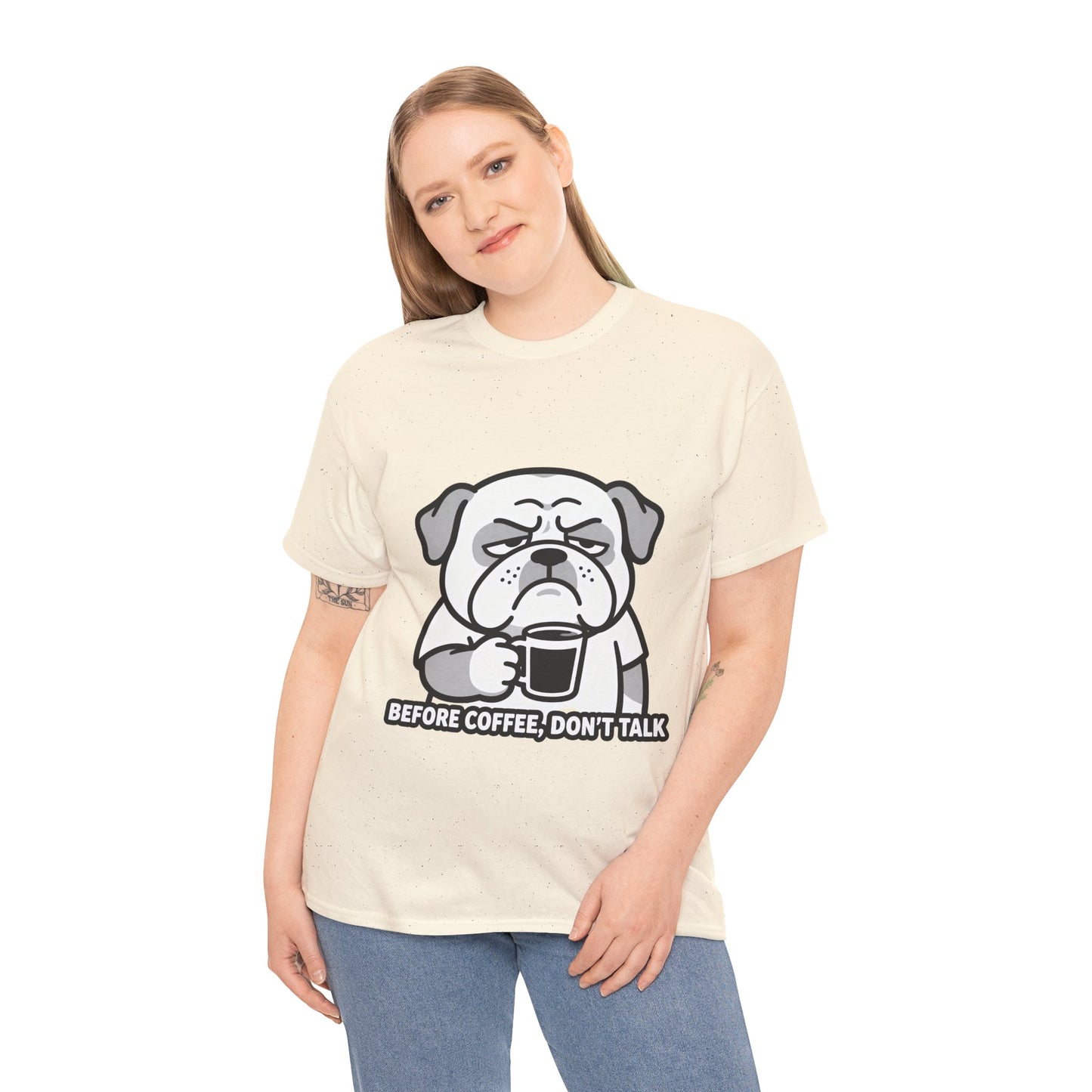 Coffee Grumpy Bulldog T-Shirt — "Before Coffee, Don’t Talk" Graphic Tee