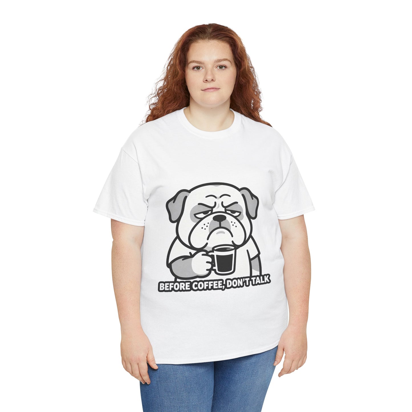 Coffee Grumpy Bulldog T-Shirt — "Before Coffee, Don’t Talk" Graphic Tee