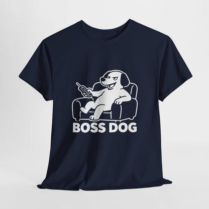 Boss Dog T‑Shirt — Funny Lounge Pup Graphic Tee